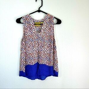 Anthropologie Mauve Emma Blue Orange Polka Dot Tank Top